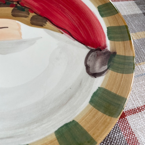Vietri Christmas Old St Nick Santa Salad/Lunch/Childs Plate Retired Hand Crafted - Picture 3 of 4